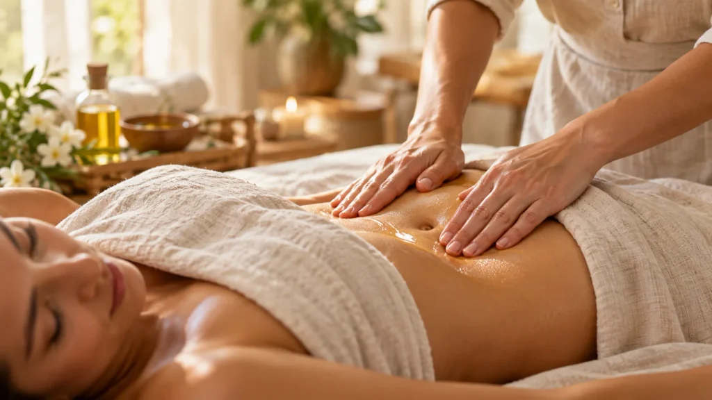 Massage pour le ventre gonflé afin de chasser les gaz intestinaux