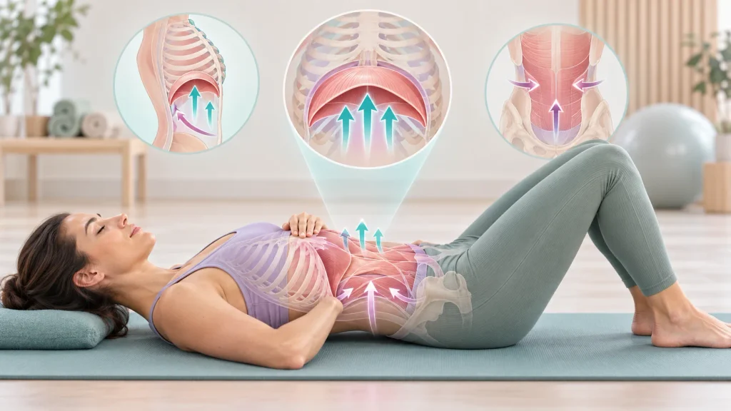 Protocole de stomach vacuum et diastasis pour guider la respiration hypopressive