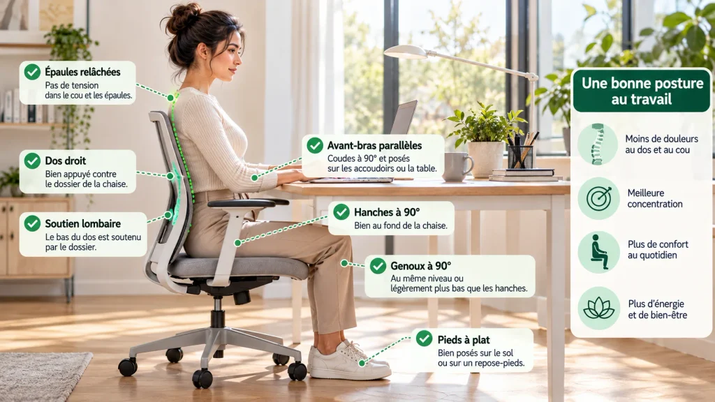 Exercices Posture Dos et Ventre Plat Femme : Le Protocole pour se Redresser bonnes habitudes posture quotidien femme